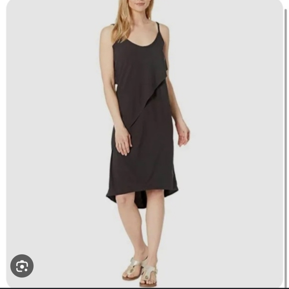 204.indygena Black Asymmetrical Sleeveless Dress - Picture 1 of 8